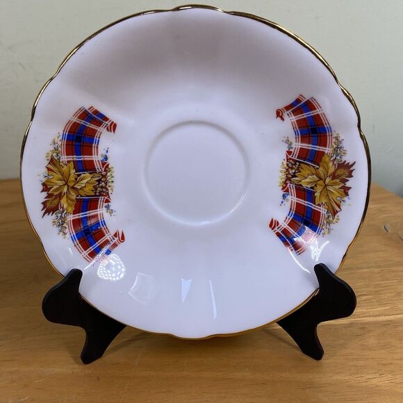 Vintage Windsor Bone China Royal Canadian Tartan Teacup & Saucer Made in England - Picture 3 of 16
